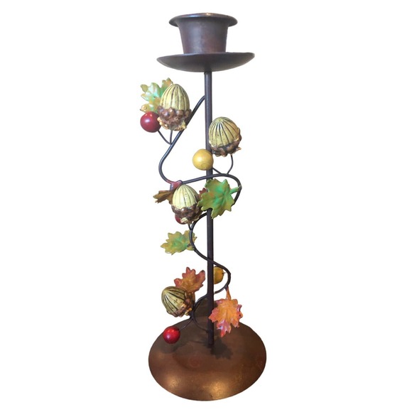 EUC 90's Fall Autumn Russ Metal Acorn Candle Stick Thanksgiving Holiday Decor - Picture 6 of 7